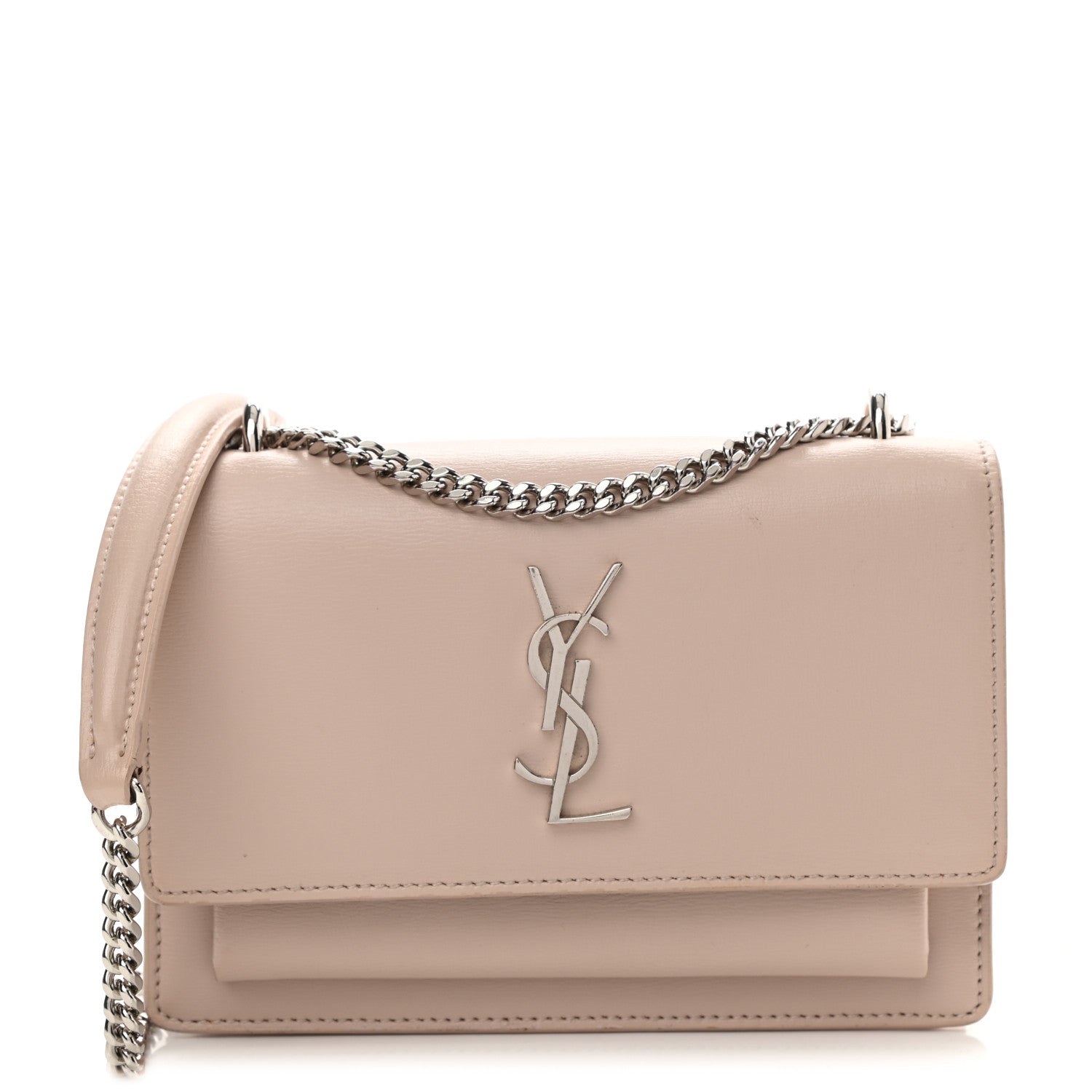 Saint Laurent Calfskin Monogram Sunset Chain Wallet Nude Powder 1 of 8