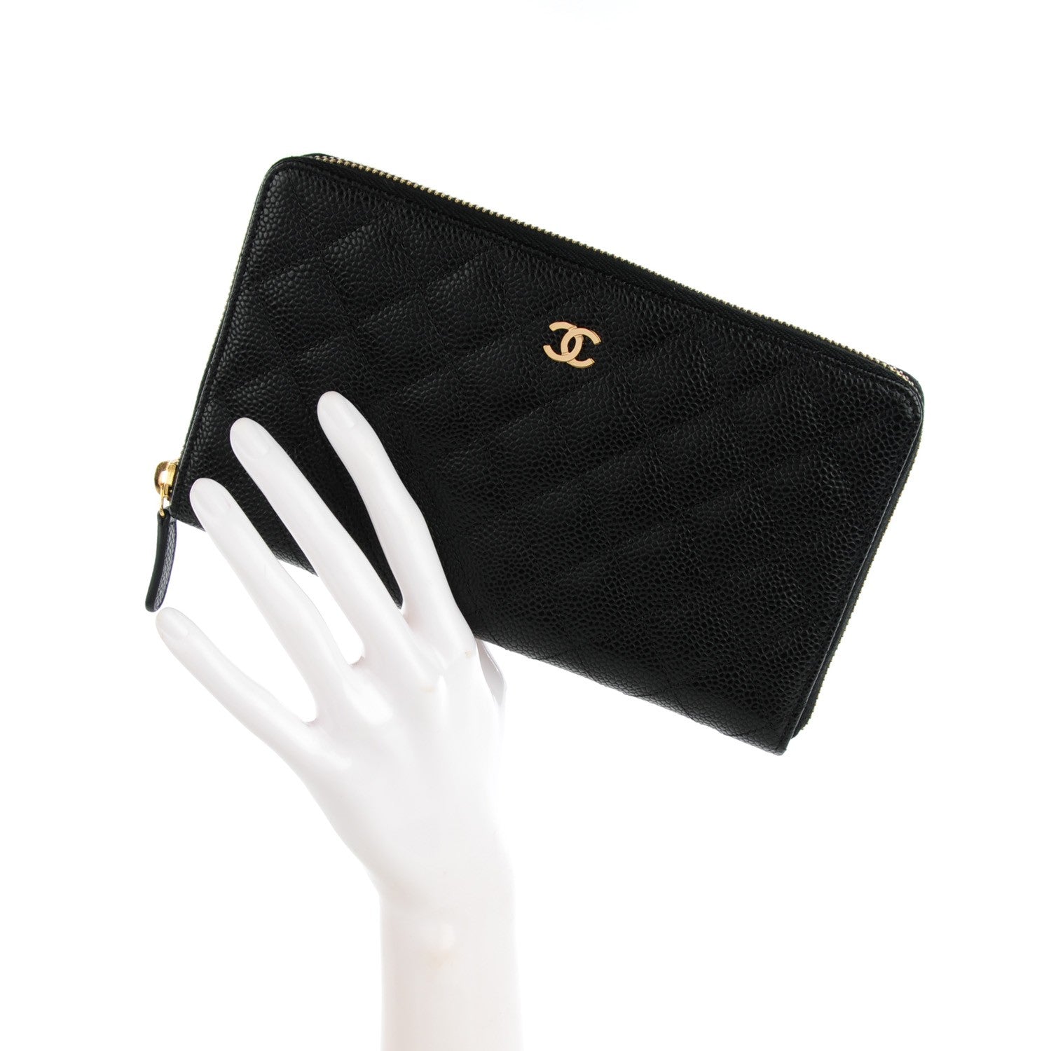 Chanel Caviar Quilted Large Zip Around Organizer Wallet Black 2 of 8
