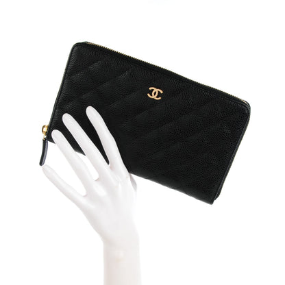 Chanel Caviar Quilted Large Zip Around Organizer Wallet Black 2 of 8