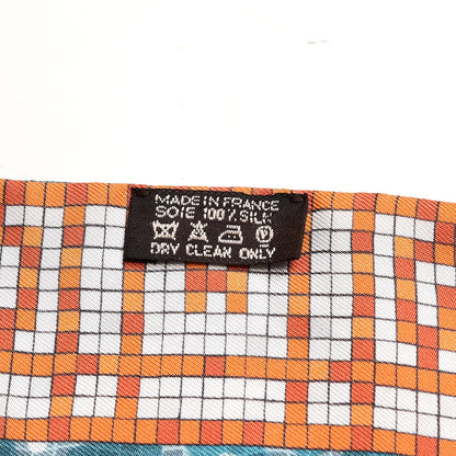 Hermes Silk A Beverly Hills Twilly Orange Bleu Blanc 4 of 5