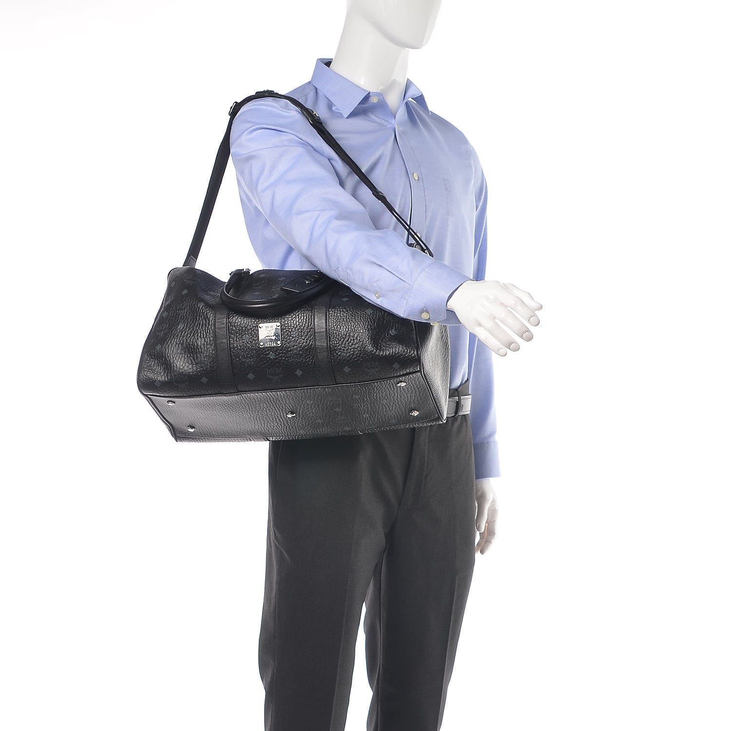 MCM Visetos Medium Traveler Weekender Duffle Bag Black 2 of 8