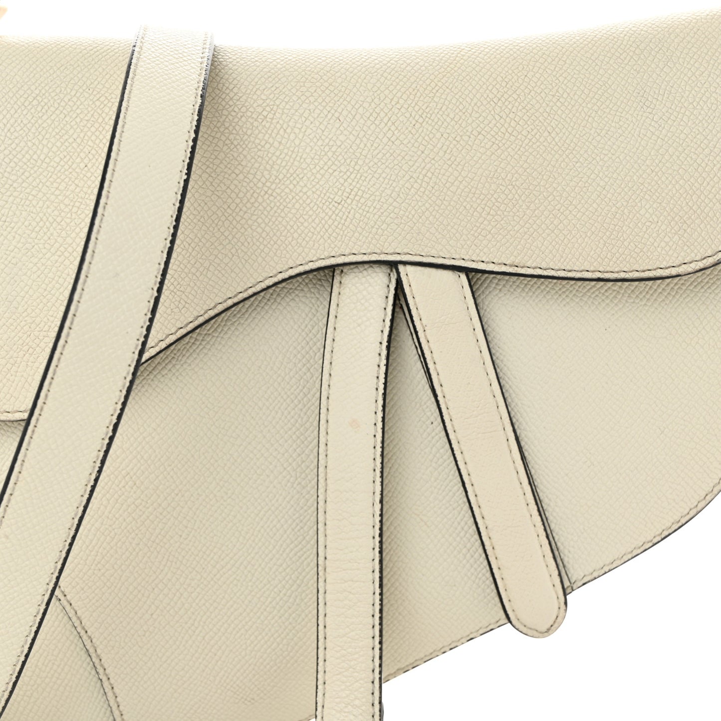Grained Calfskin Saddle Bag With Strap Latte