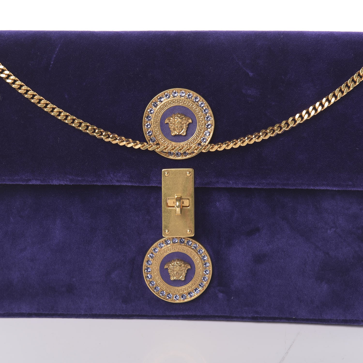 Versace Velluto Vitello Tribute Wallet Chain Crossbody Viola 8 of 10