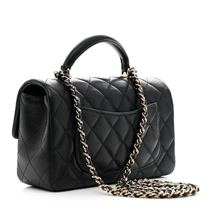 Chanel Lambskin Quilted Mini Top Handle Rectangular Flap Black 3 of 12