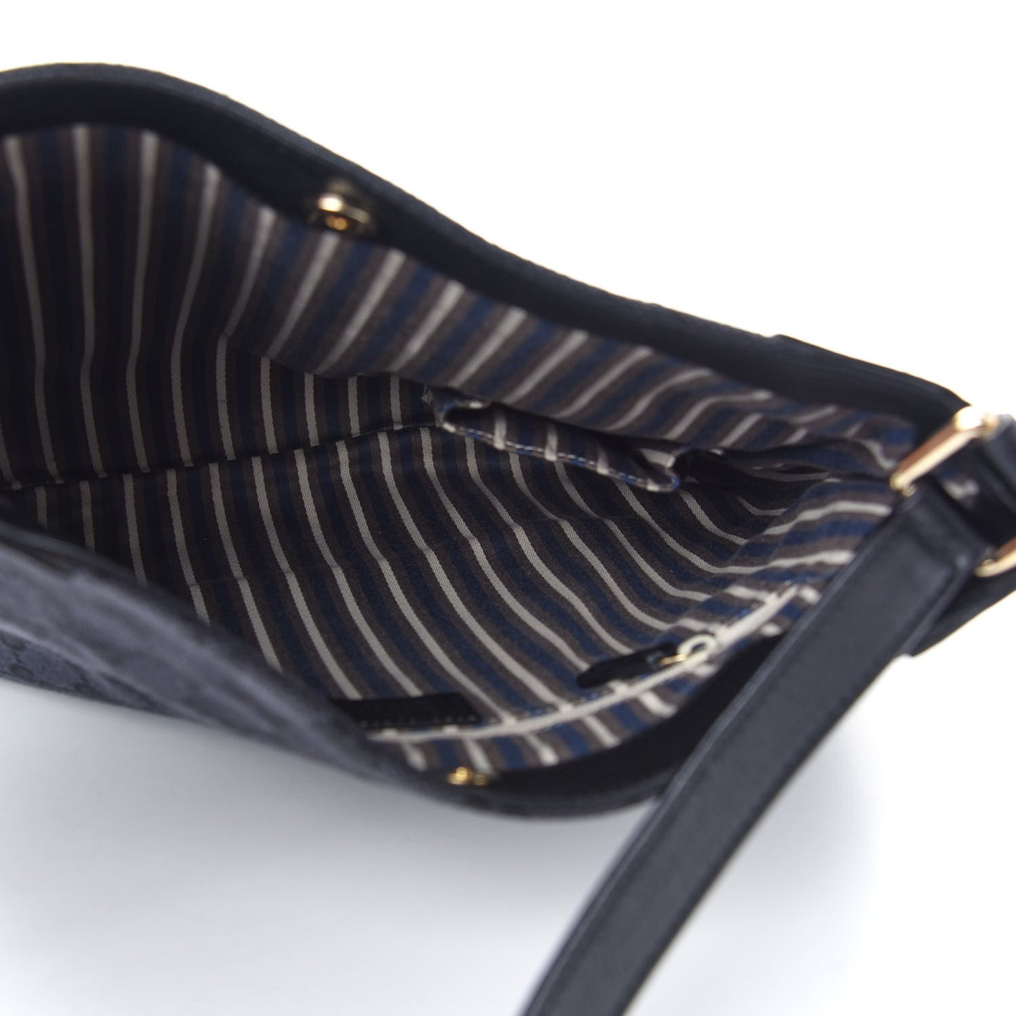 Nylon Monogram Signature Hobo Shoulder Bag Navy