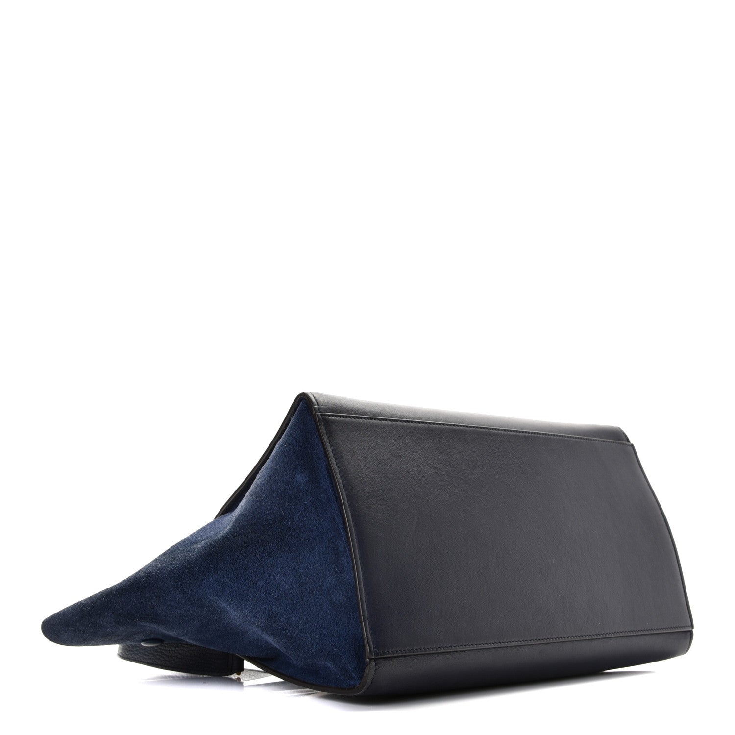 Celine Drummed Calfskin Suede Medium Trapeze Navy Blue 3 of 11