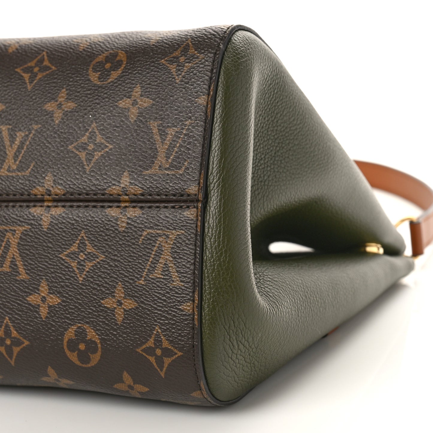 Calfskin Monogram Fold Tote PM Cream Khaki Black