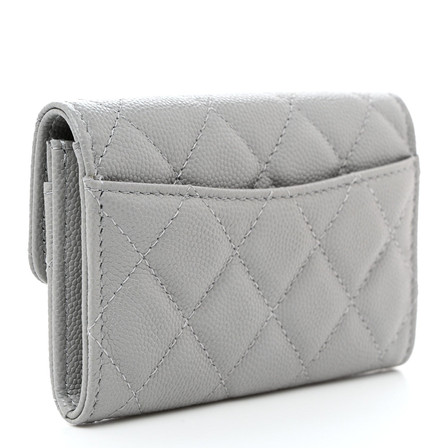 Chanel Caviar Quilted Flap Card Holder Wallet Dark Grey 3 of 9