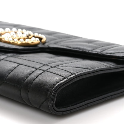 Gucci Calfskin Matelasse Mini Pearly GG Marmont Chain Wallet Black 10 of 10