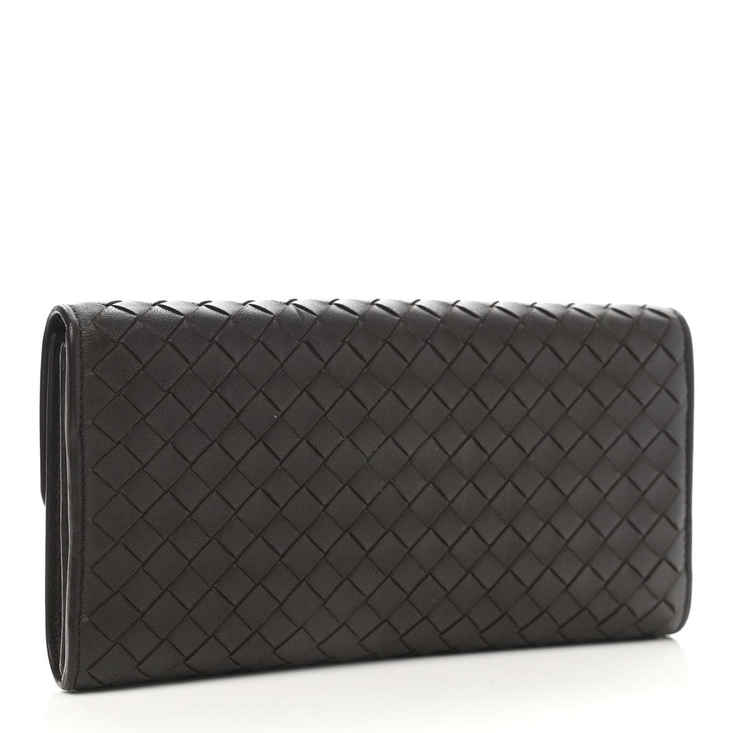 Nappa Intrecciato Continental Flap Wallet Ebano
