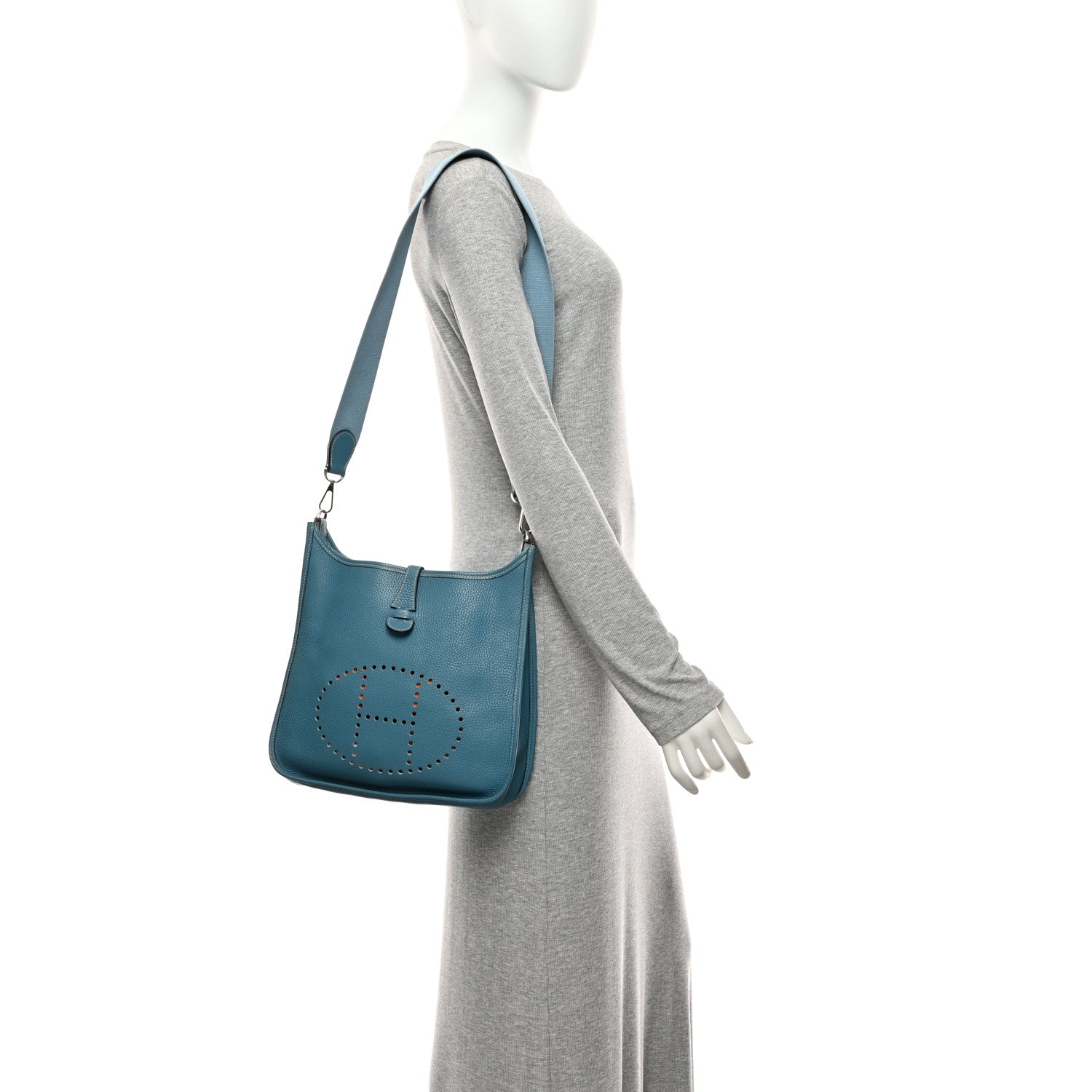 Hermes Taurillon Clemence Evelyne PM Blue Jean 2 of 10