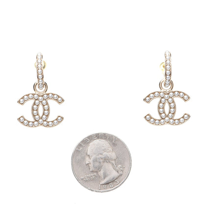 Chanel Pearl CC Hoop Drop Earring Gold 2 of 8