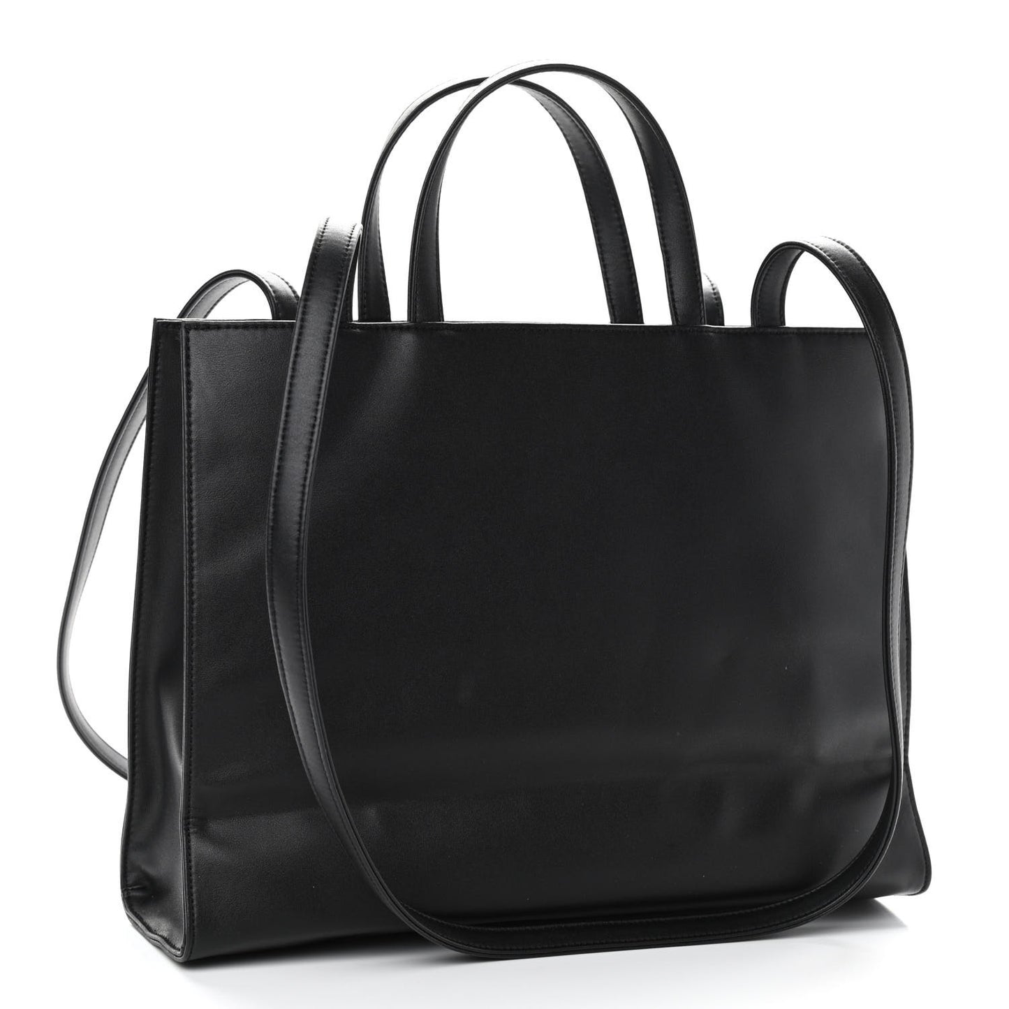 Vegan Leather Medium Shopping Bag Black