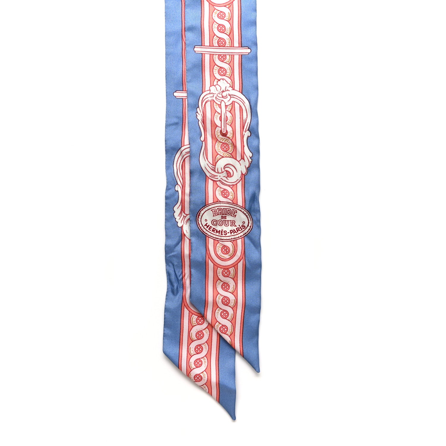 Hermes Silk Bride De Cour Twilly Blue Jean Rose White 2 of 5