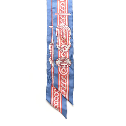 Hermes Silk Bride De Cour Twilly Blue Jean Rose White 2 of 5