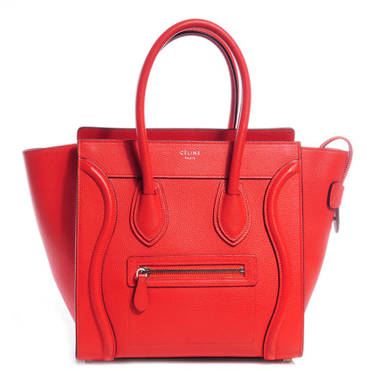 Celine Drummed Leather Micro Luggage Coquelicot 1 of 9