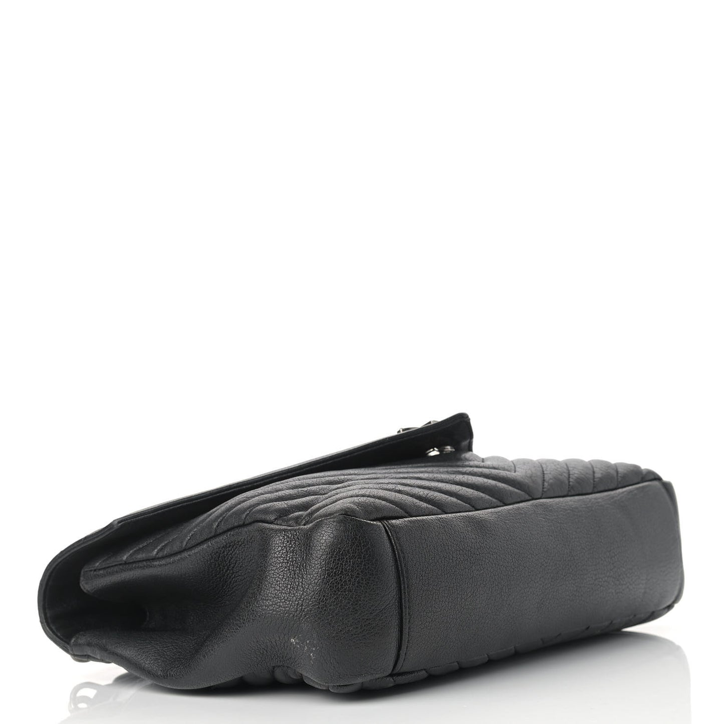 Sheepskin Matelasse Chevron Monogram Large College Satchel Black