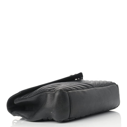 Saint Laurent Sheepskin Matelasse Chevron Monogram Large College Satchel Black 4 of 14