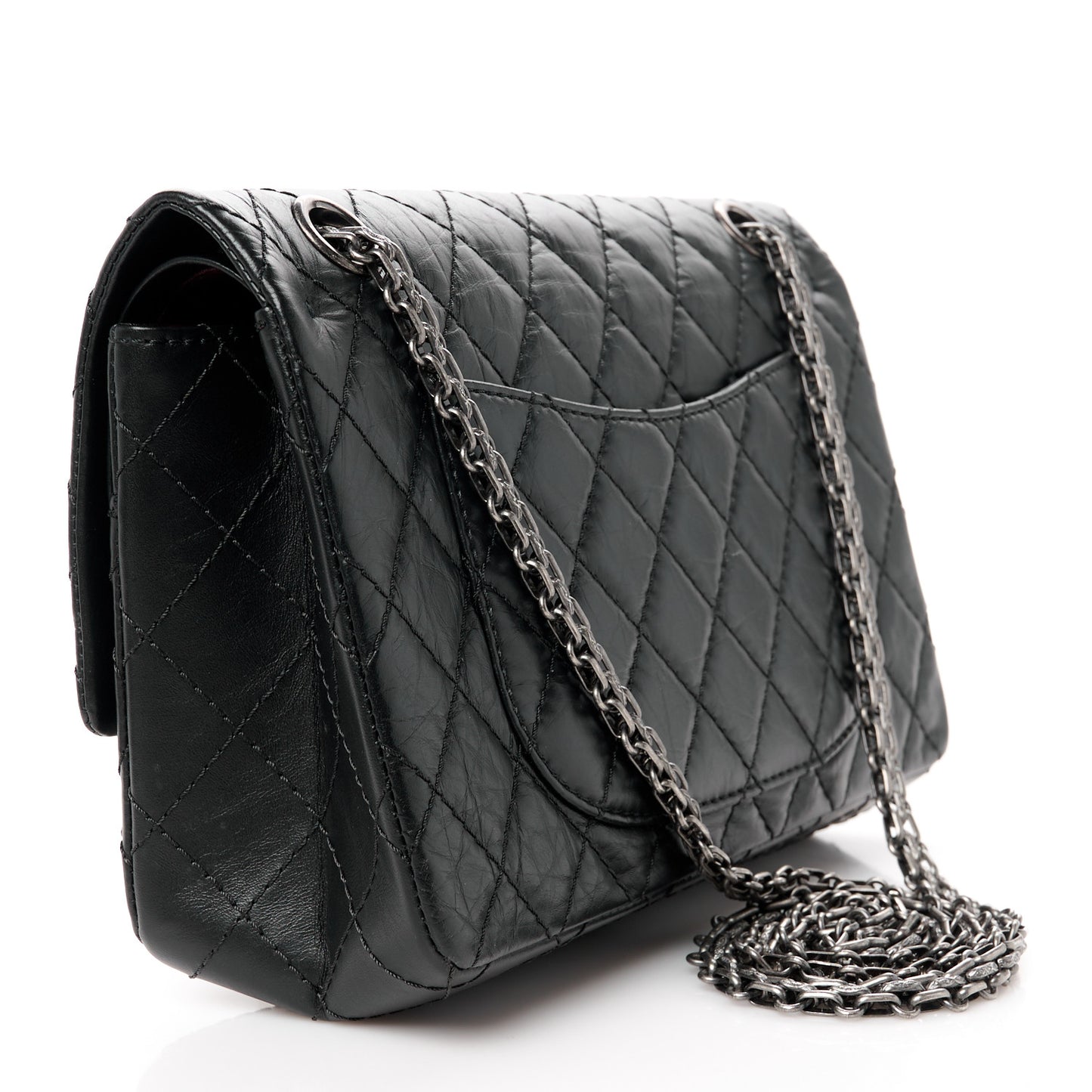 Aged Calfskin Quilted 2.55 Reissue 225 Flap Black