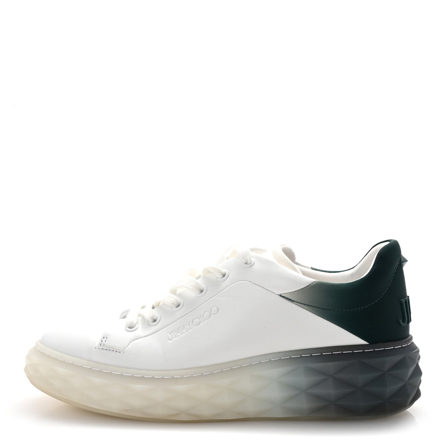 Jimmy Choo Nappa Diamond Maxi  F II Platform Sneakers 40 White Green Mix 1 of 9