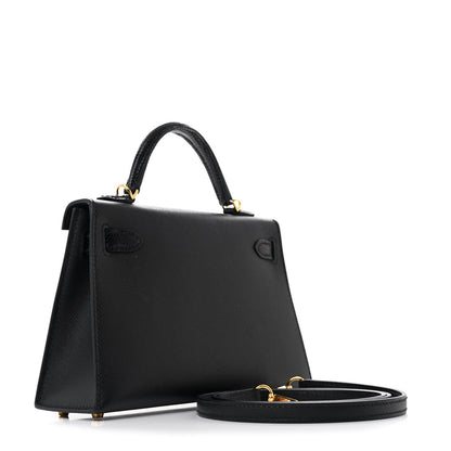 Hermes Madame Calfskin Lizard Mini Kelly Sellier Touch 20 Black 2 of 13
