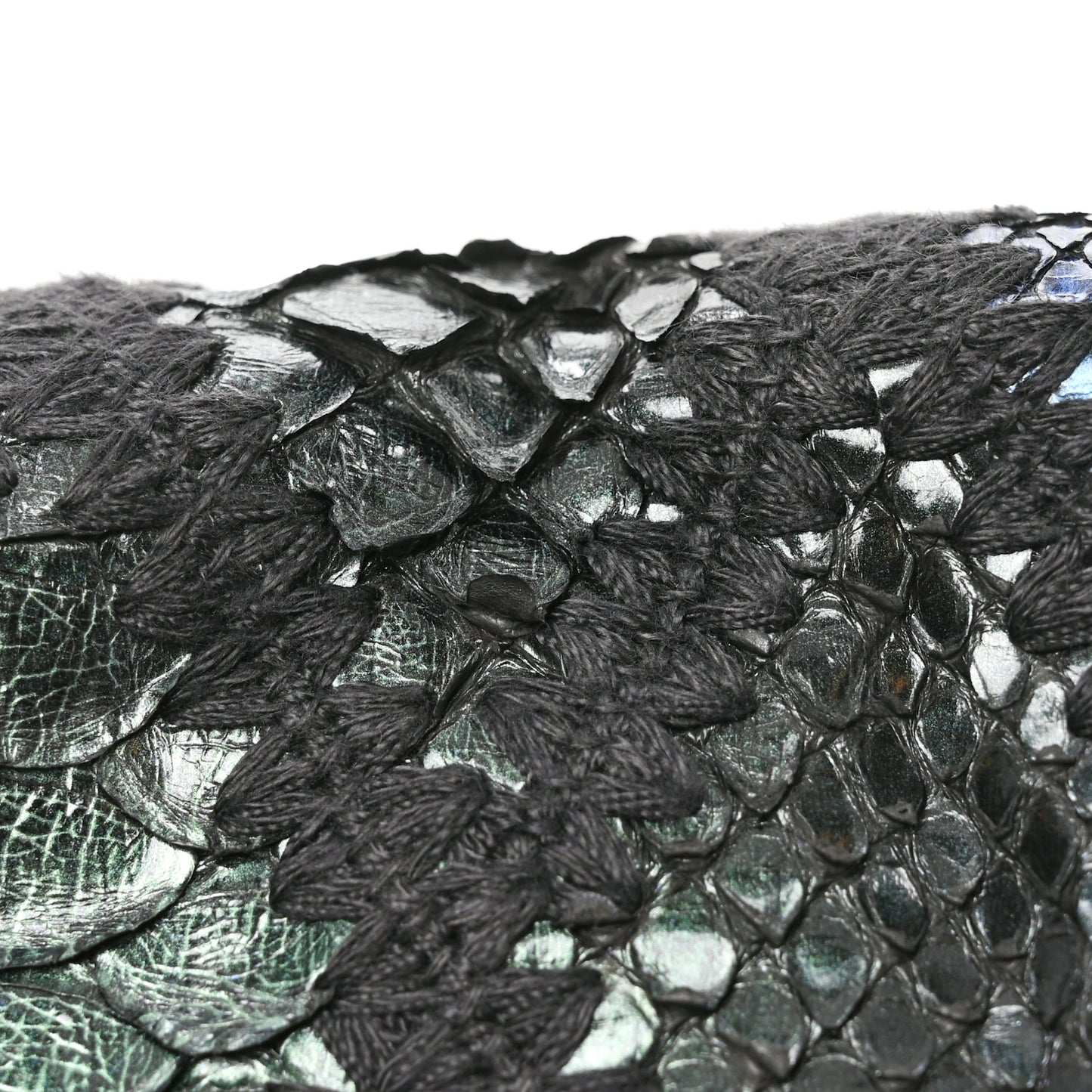 Metallic Snakeskin Crochet Soft and Chain Maxi Flap Blue Multicolor