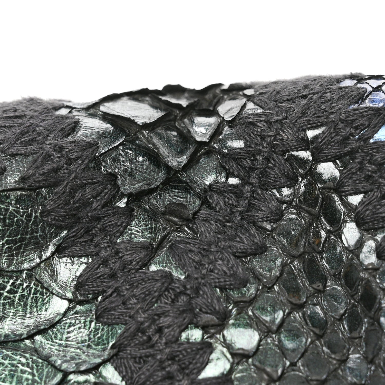 Chanel Metallic Snakeskin Crochet Soft and Chain Maxi Flap Blue Multicolor 11 of 11