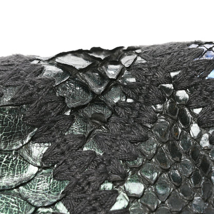 Chanel Metallic Snakeskin Crochet Soft and Chain Maxi Flap Blue Multicolor 11 of 11