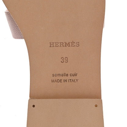 Hermes Epsom Oran Sandals 39 Rose Porcelaine 6 of 9