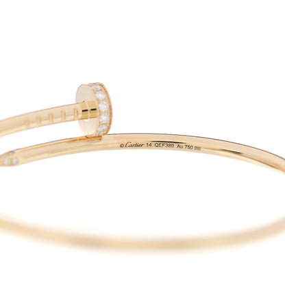 Cartier 18K Yellow Gold Diamond Small Juste Un Clou Bracelet 14 3 of 4