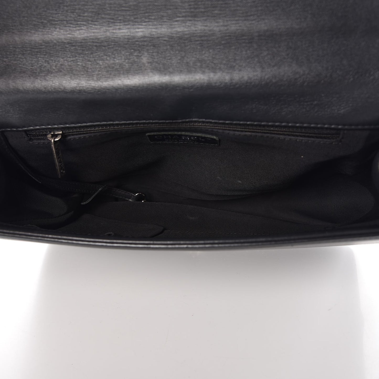Calfskin Quilted Large Boy Flap Black