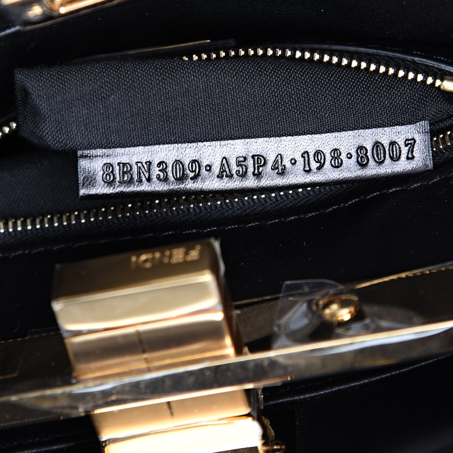 Fendi Nappa Crystal Studded XS Peekaboo Iconic Satchel Black 7 of 10