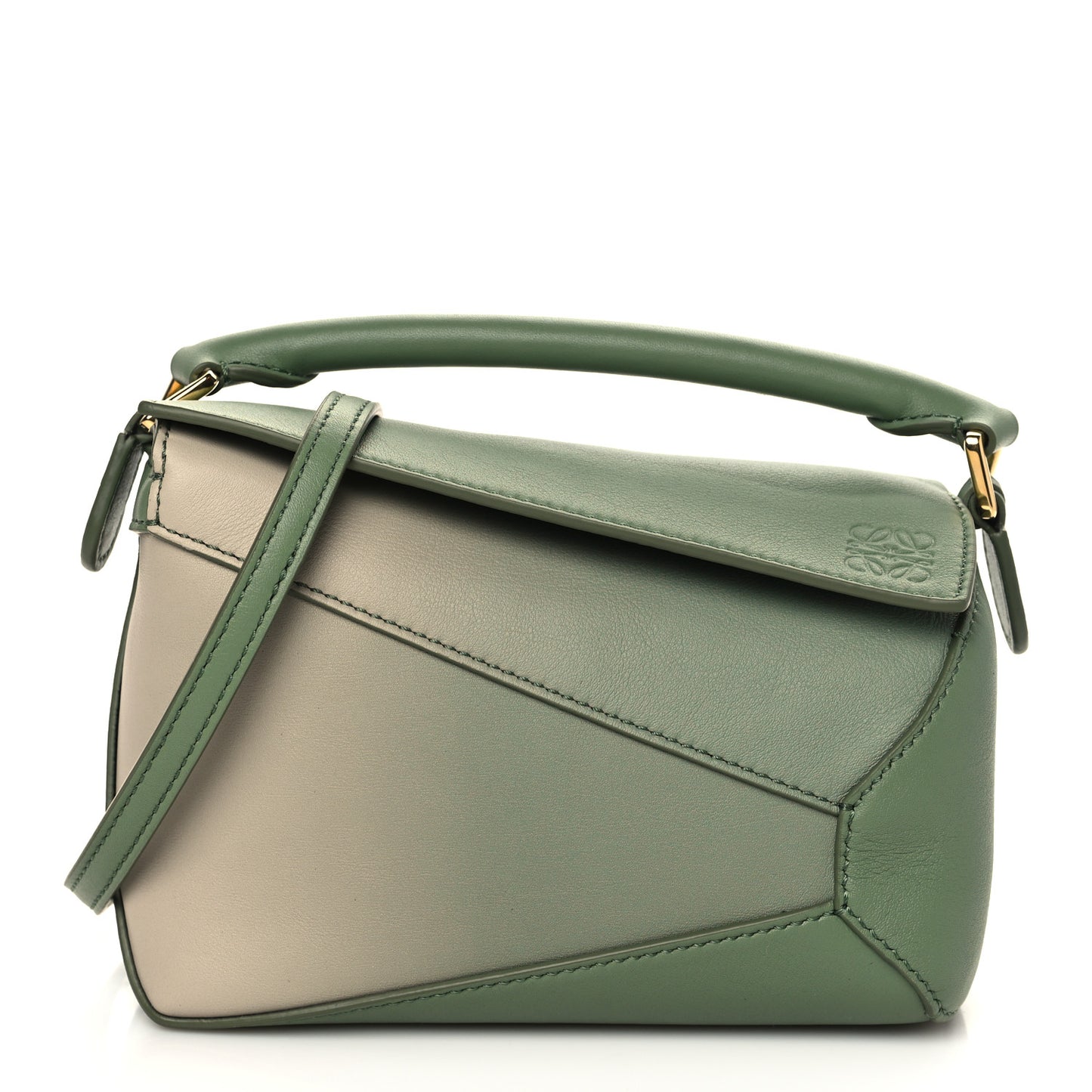 Calfskin Paula's Ibiza Degrade Mini Puzzle Bag Rosemary Light Oak