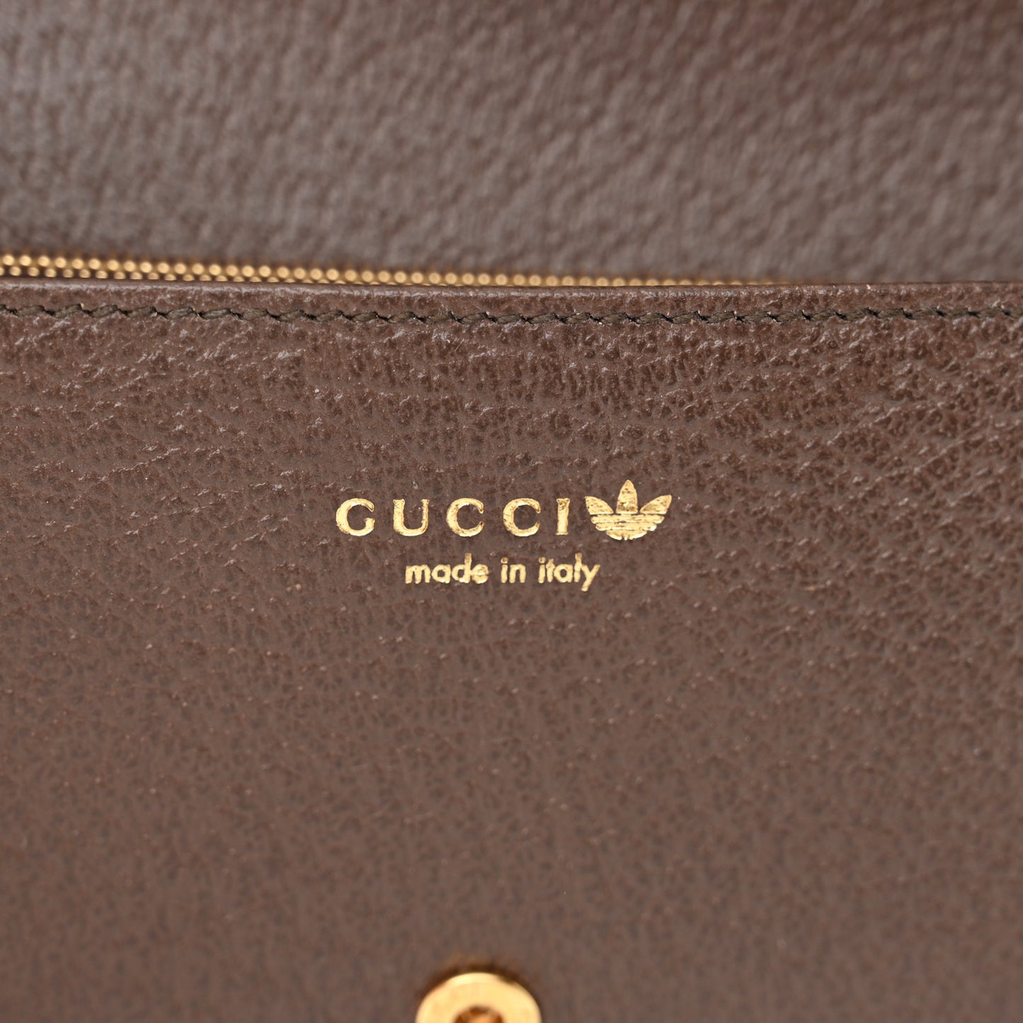 X ADIDAS Monogram Trefoil Embossed Wallet On Chain Brown
