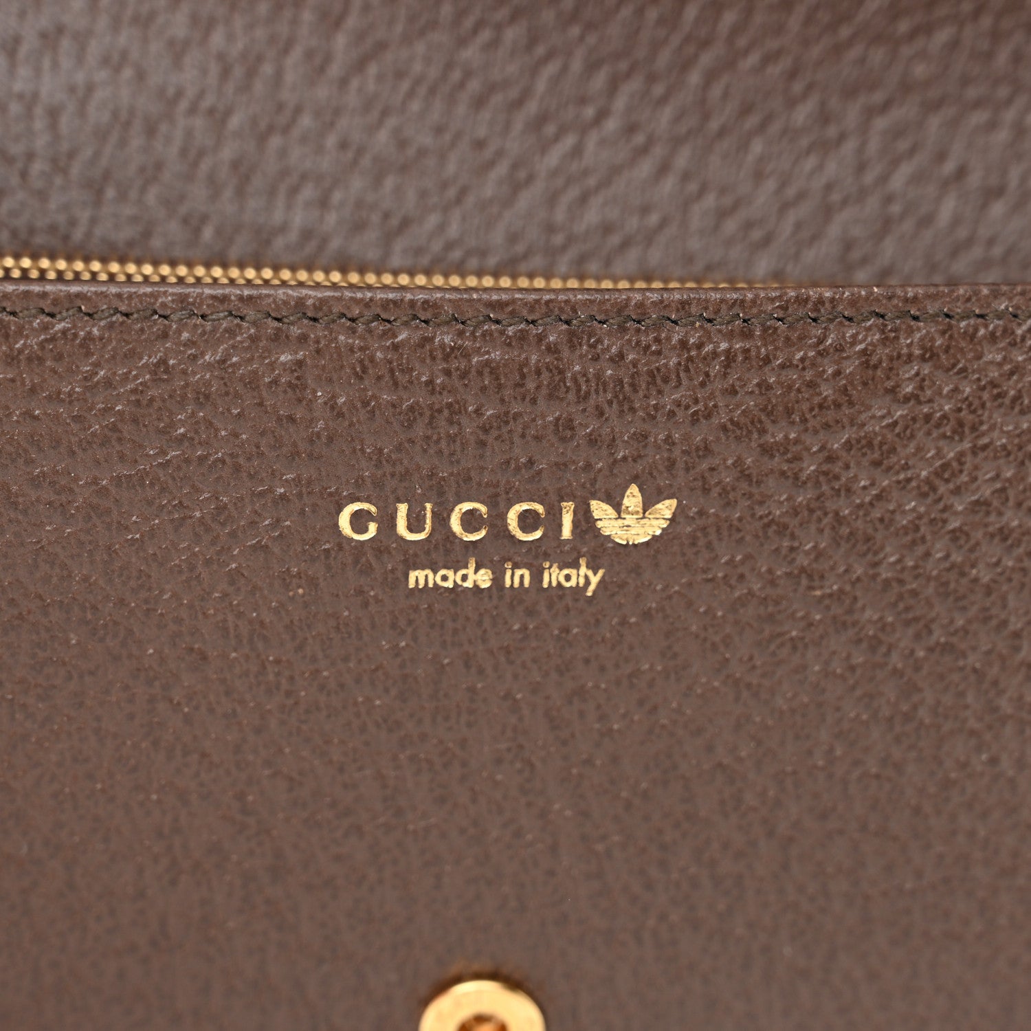 Gucci X ADIDAS Monogram Trefoil Embossed Wallet On Chain Brown 6 of 11