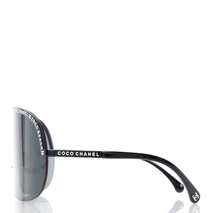 Chanel Shield Coco Beach Sunglasses Black Gray 3 of 8