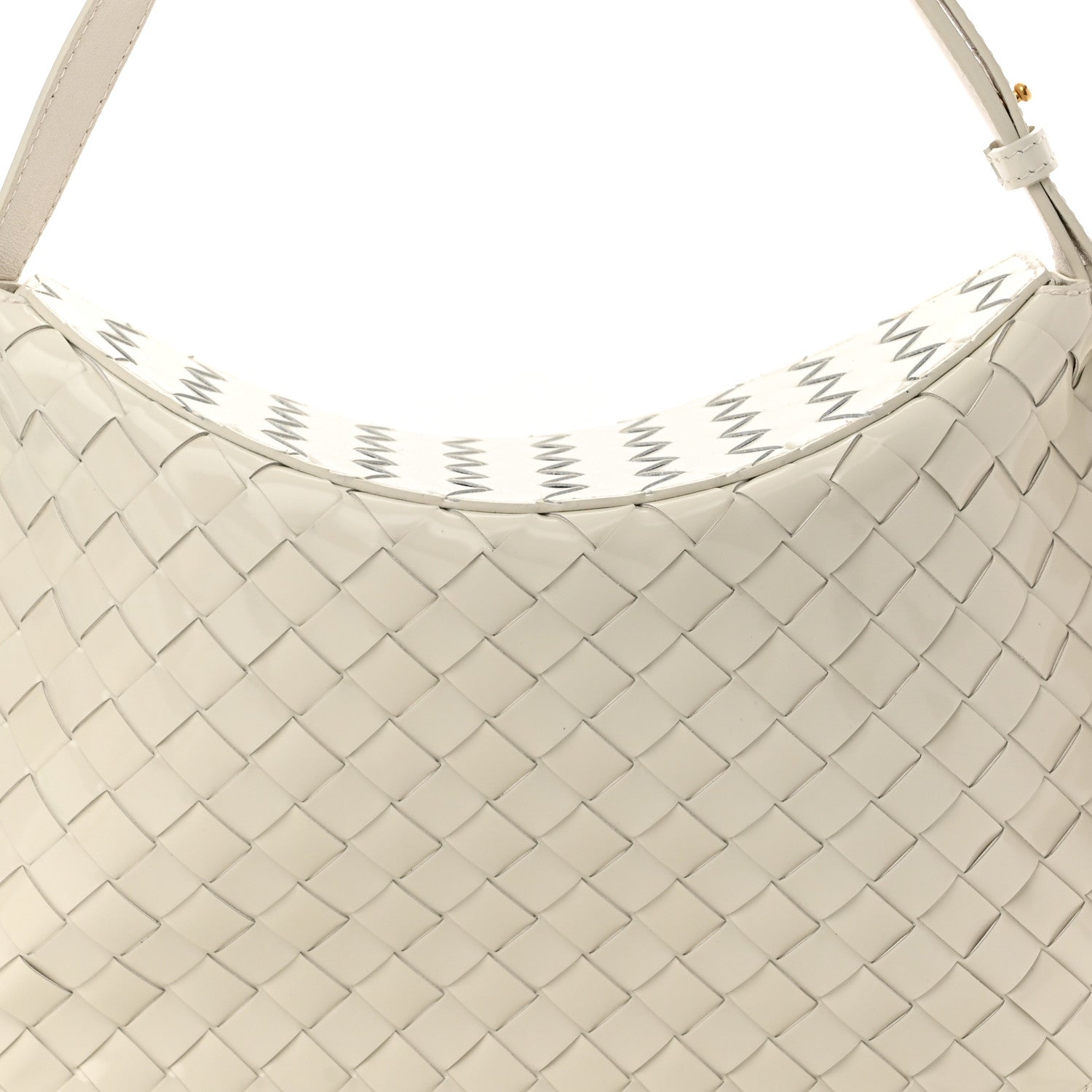 Bottega Veneta Brushed Calfskin Intrecciato Cradle Fold Over Shoulder Bag White 7 of 9