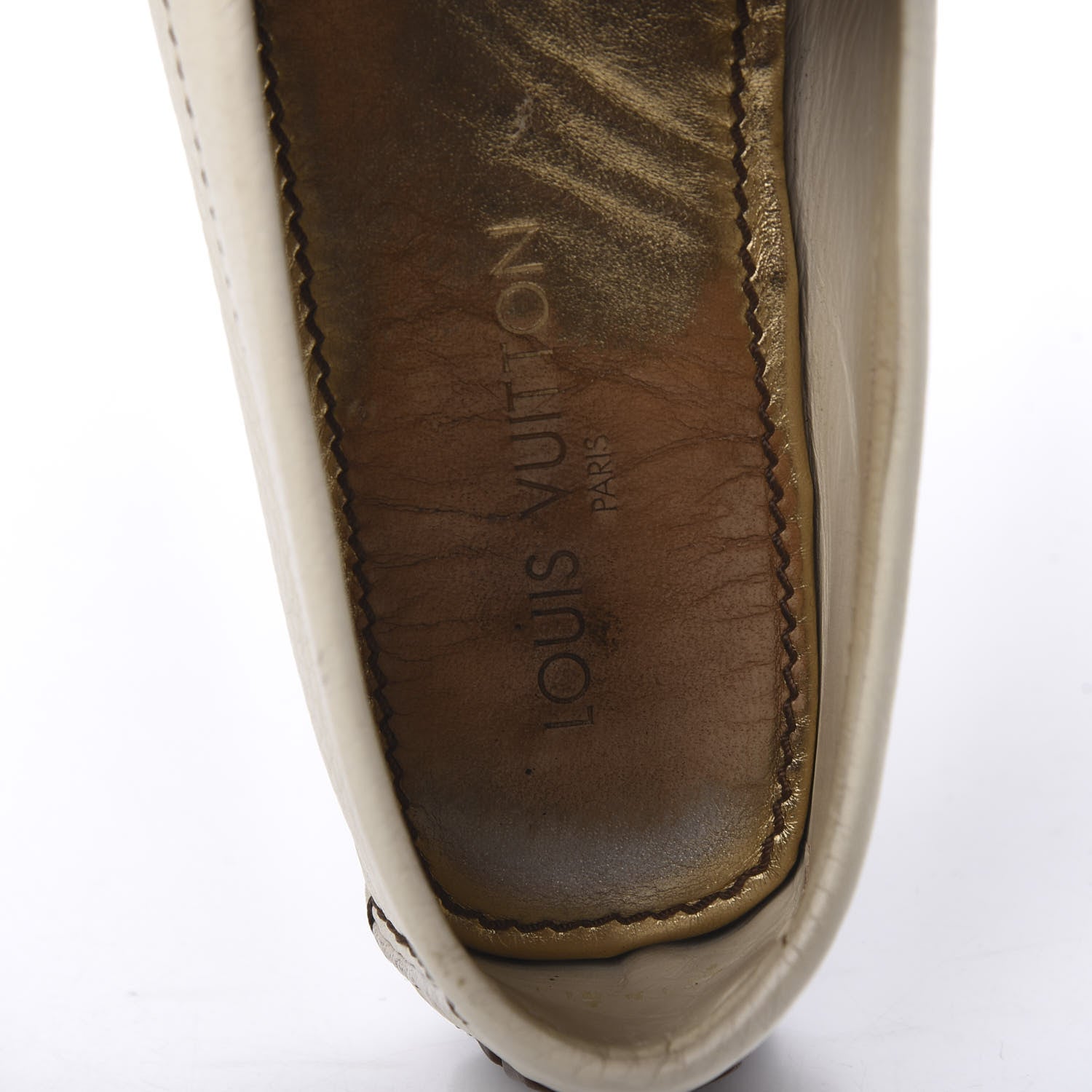 Louis Vuitton Grained Calfskin Oxford Loafers 38.5 White 8 of 19
