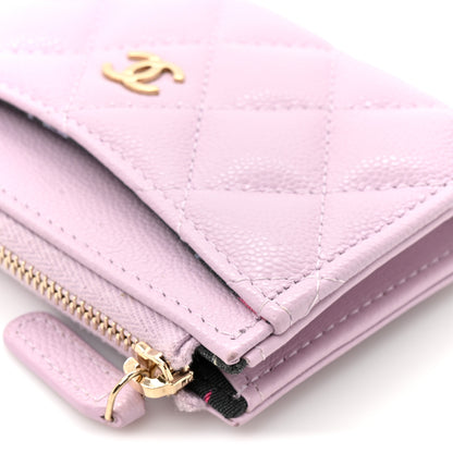 Chanel Caviar Quilted CC Zip Around Card Holder Light Purple 8 of 12