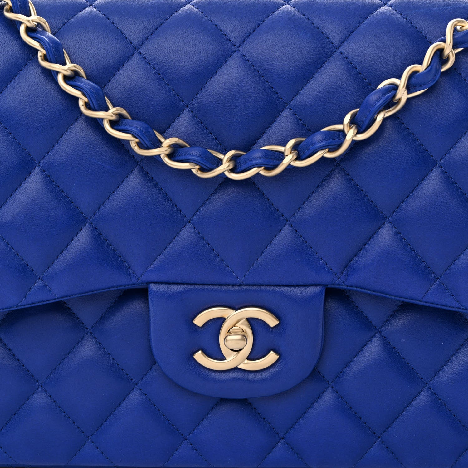 Chanel Lambskin Quilted Jumbo Double Flap Blue 8 of 10