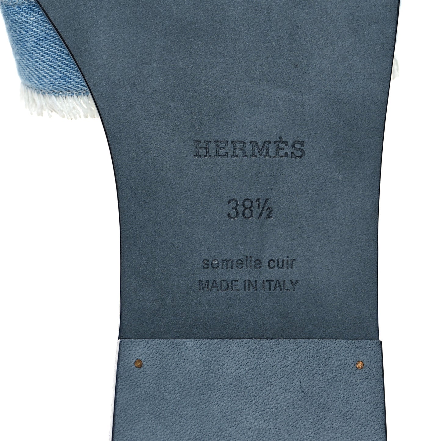 Denim Oran Fringe Sandals 38.5 Bleu Clair