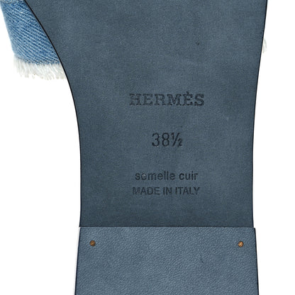 Hermes Denim Oran Fringe Sandals 38.5 Bleu Clair 6 of 8
