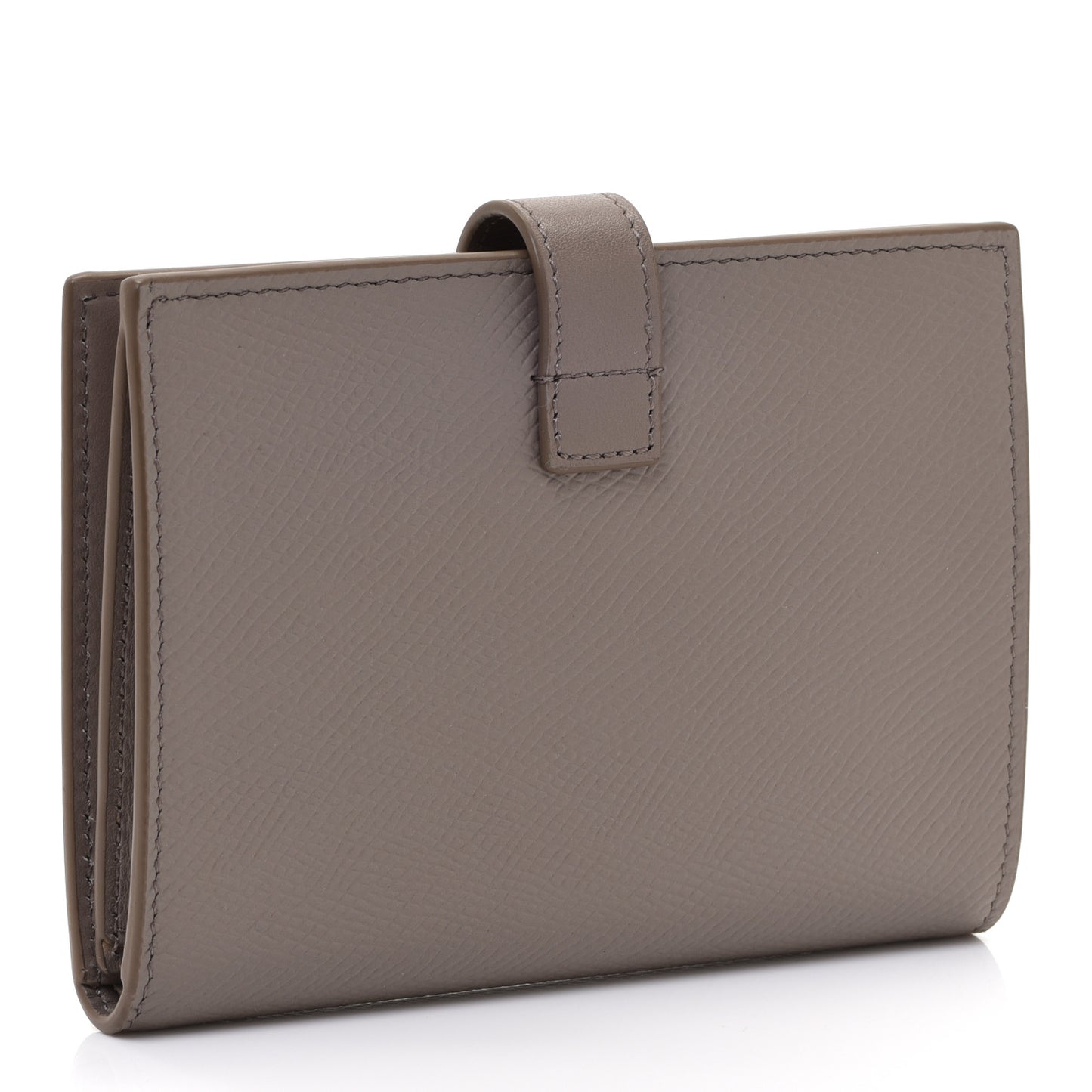 Grained Calfskin Medium Multifunction Strap Wallet Pebble