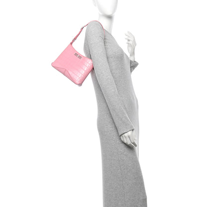 Balenciaga Shiny Super Supple Calfskin Crocodile Embossed Small XX Bag Sweet Pink 2 of 10