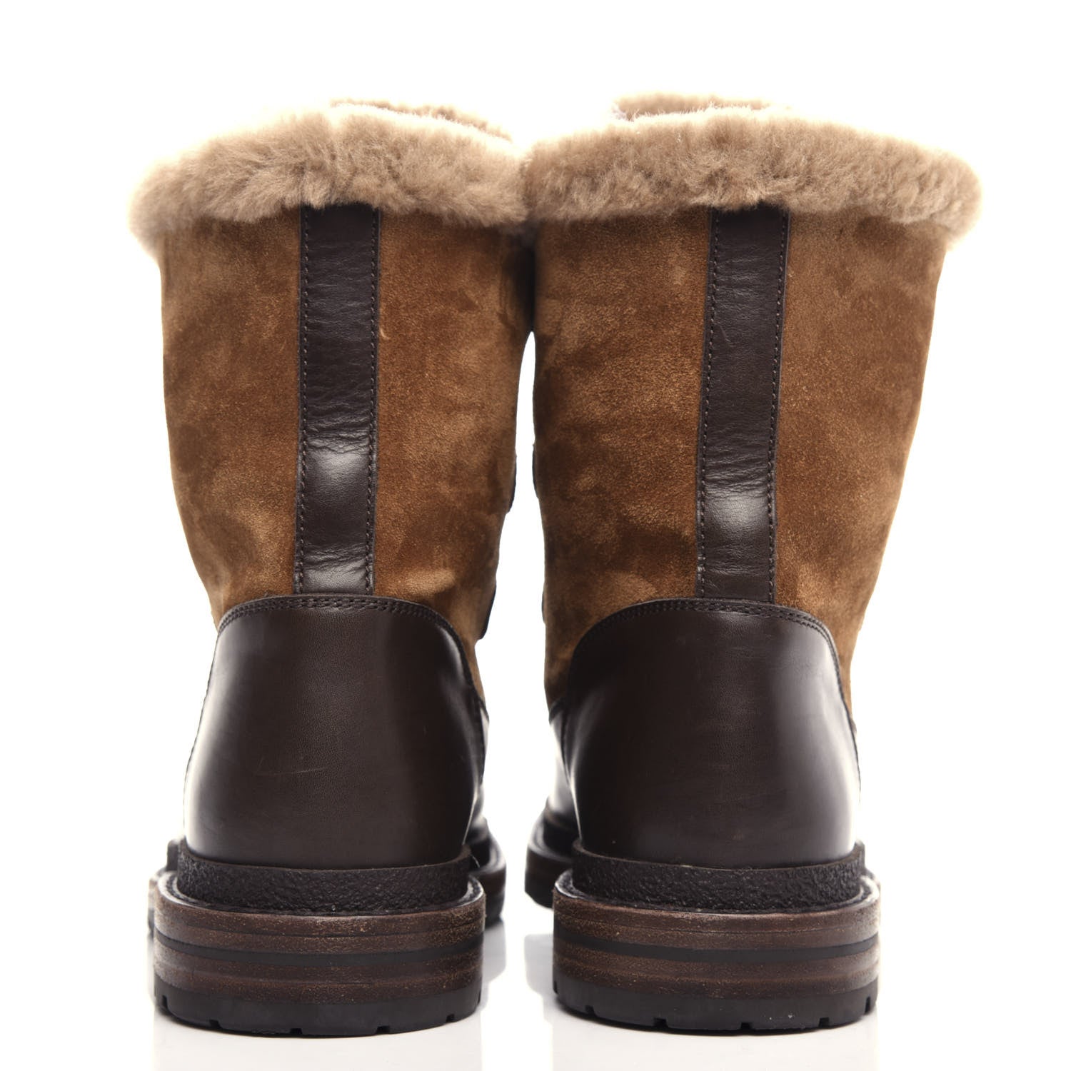Chanel Suede Calfskin Lace Up Boots 40.5 Light Brown 7 of 9