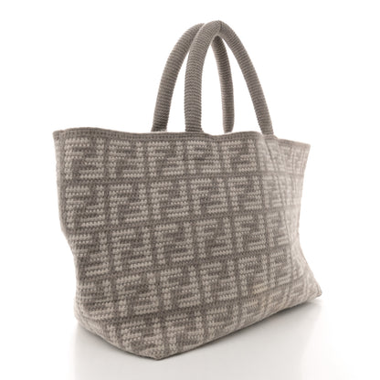 Fendi Cashmere Knit FF Large Shopper Tote Tortora 3 of 9