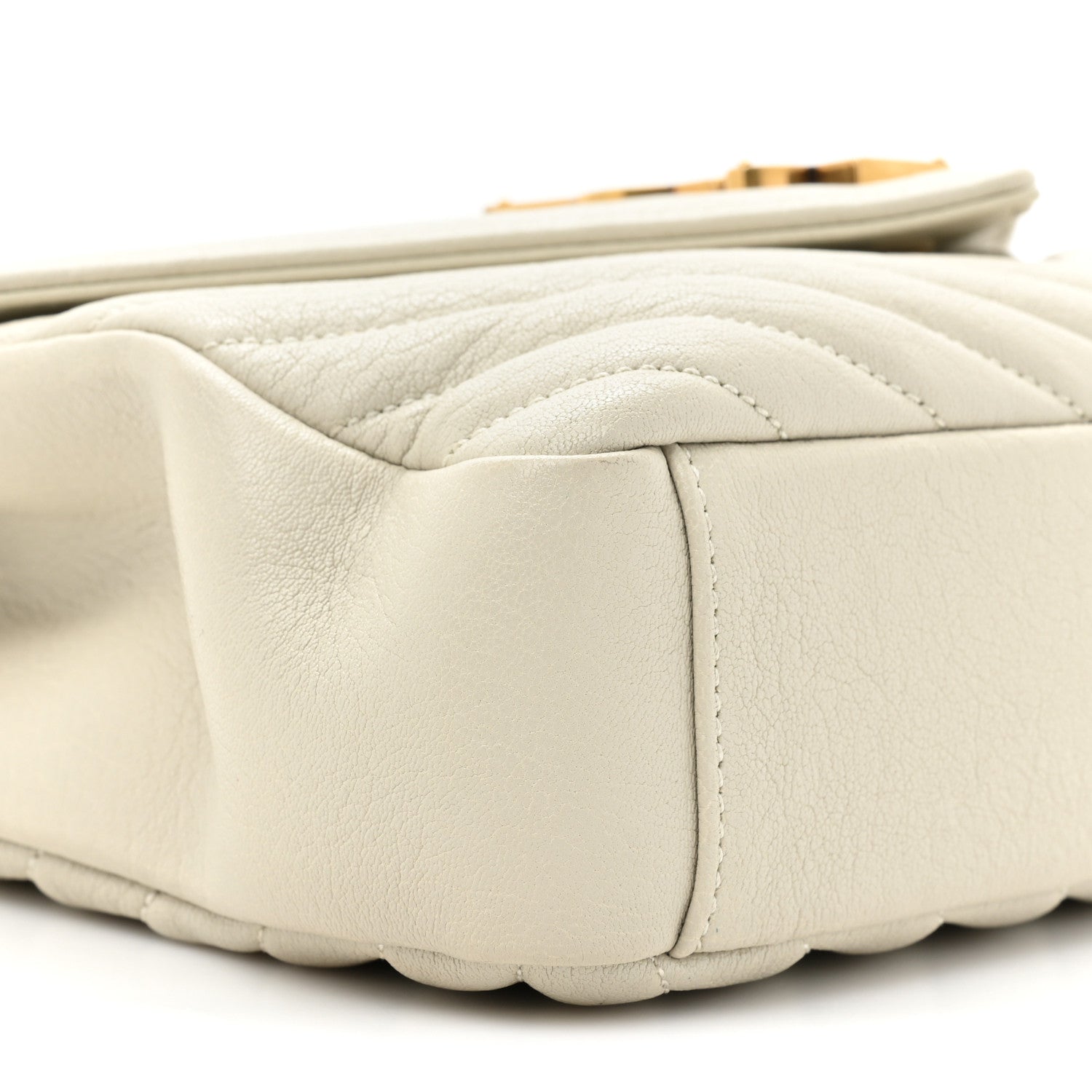 Saint Laurent Sheepskin Matelasse Chevron Monogram Medium College Bag Crema Soft 10 of 14