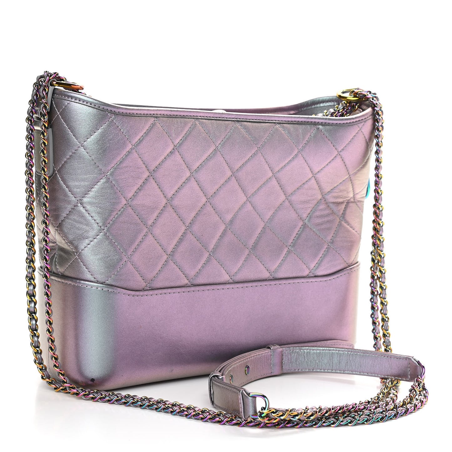 Iridescent Lambskin Calfskin Quilted Medium Gabrielle Hobo Light Purple