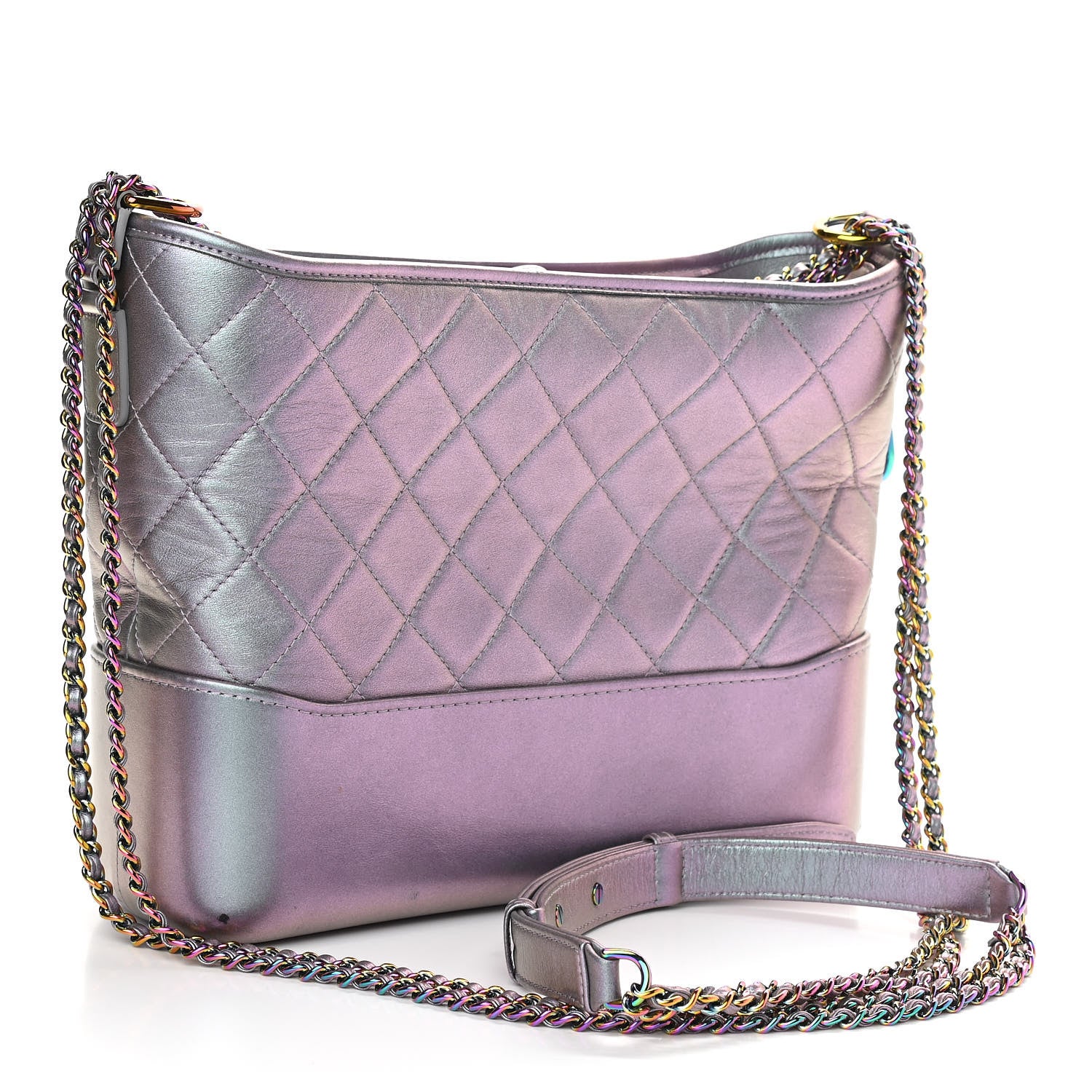 Chanel Iridescent Lambskin Calfskin Quilted Medium Gabrielle Hobo Light Purple 3 of 16