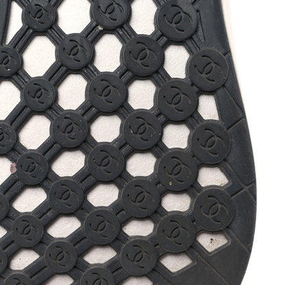 Chanel Calfskin Mesh Lycra Suede Womens Logo Sneakers 38.5 Black 6 of 10